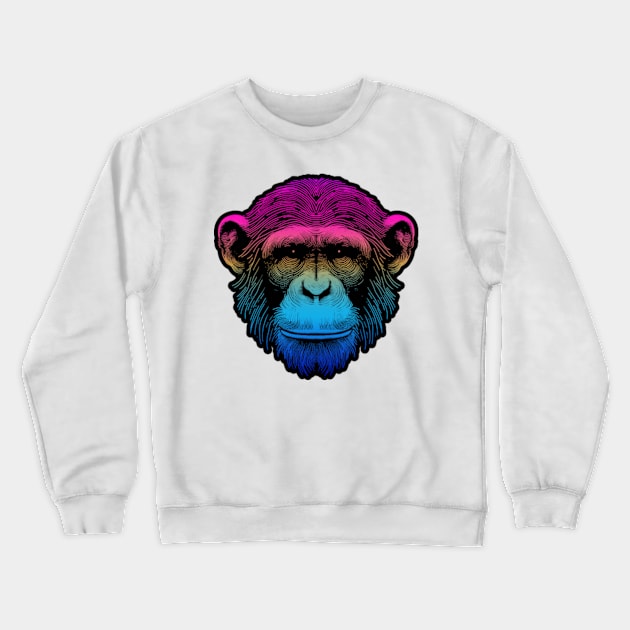 Chimp Out Sketch RGB Crewneck Sweatshirt by Worldengine